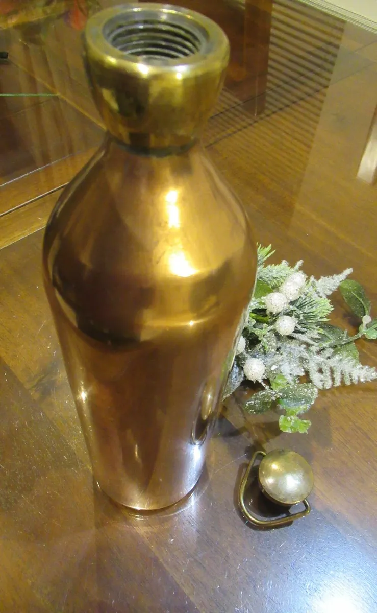 antique copper brass flask vintage pub whiskey - Image 3