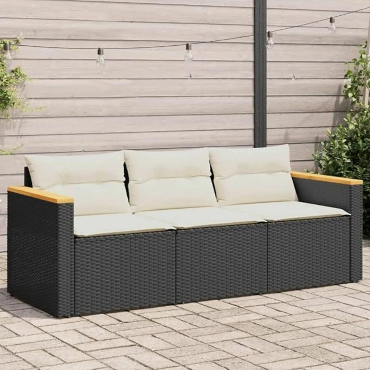 3-Seater Garden Sofa Poly Rattan Outdoor Lounge - Image 1