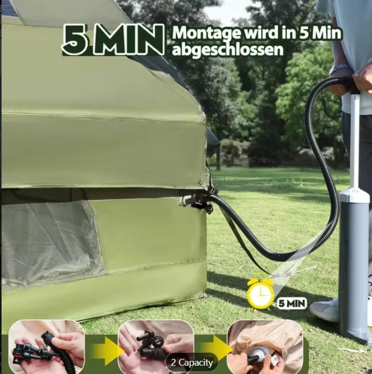 Glamping Tent 6-10 people  Inflatable with Chimney - Image 4