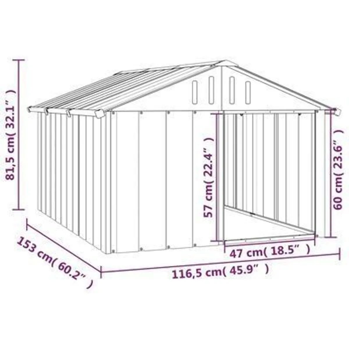 Dog House Anthracite 116.5x153x81.5 cm Galvanised Steel - Image 1
