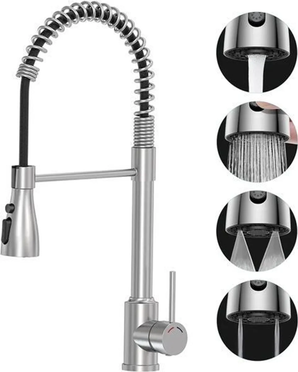 Kitchen Sink Mixer Tap - SREWOHS PRO Kitchen Tap with Pull Down Sprayer,Bar Taps Stainless Steel Commercial Kitchen Faucet, - Image 2