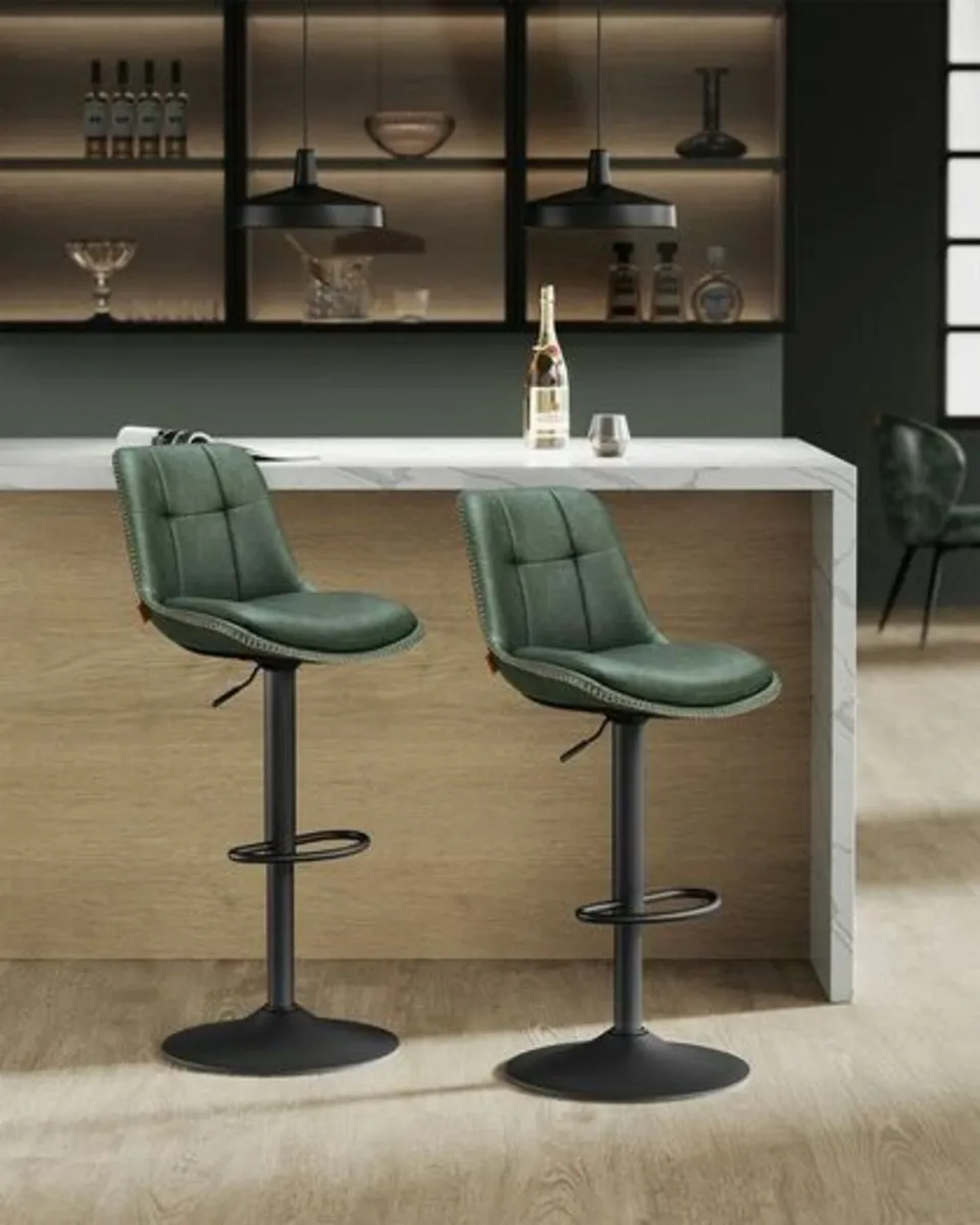 Set of 2 Bar Stools PU Leather - Image 2