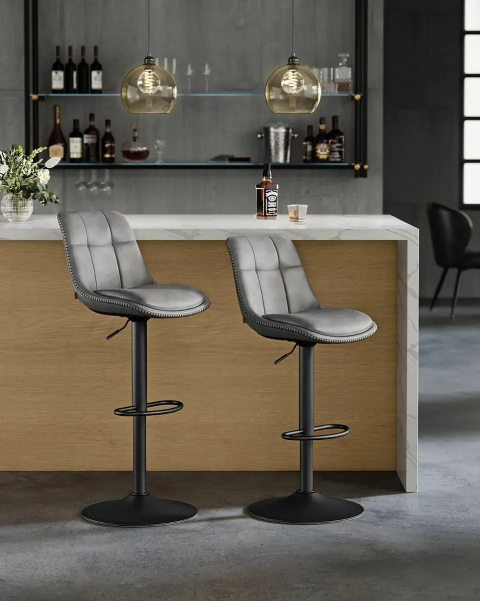 Set of 2 Bar stools Faux Leather - Image 1