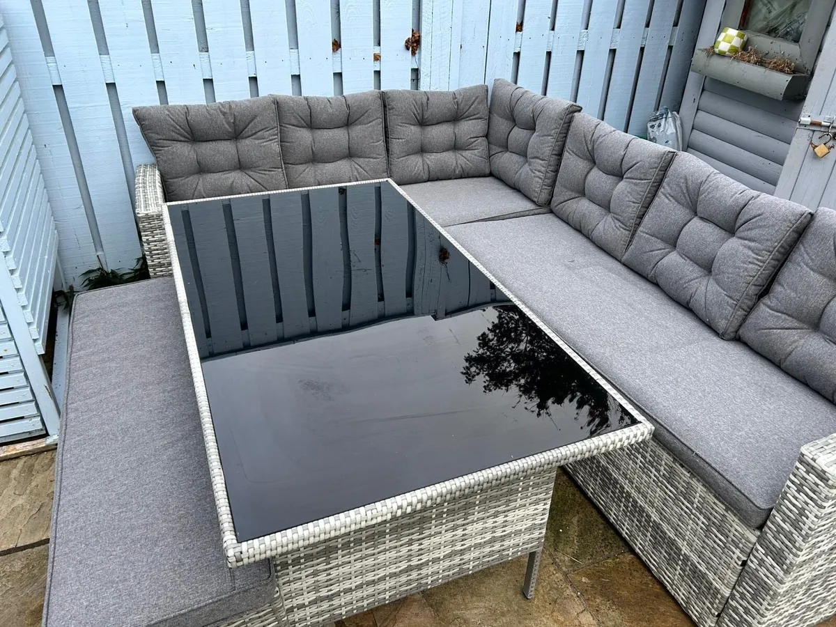 Outdoor L shaped table and couch set - Image 2