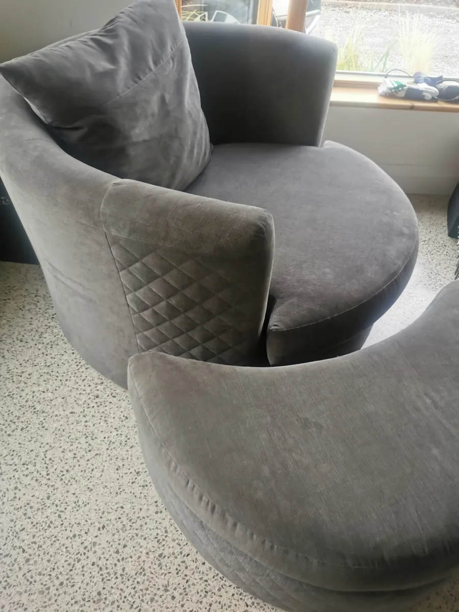 Large Swivel Chair with footstool