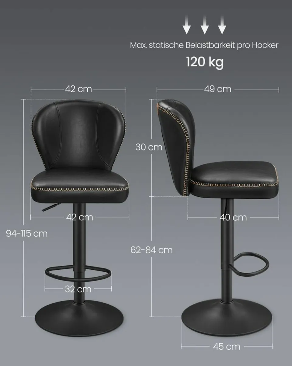 2 x bar stools swivel brown - Image 3