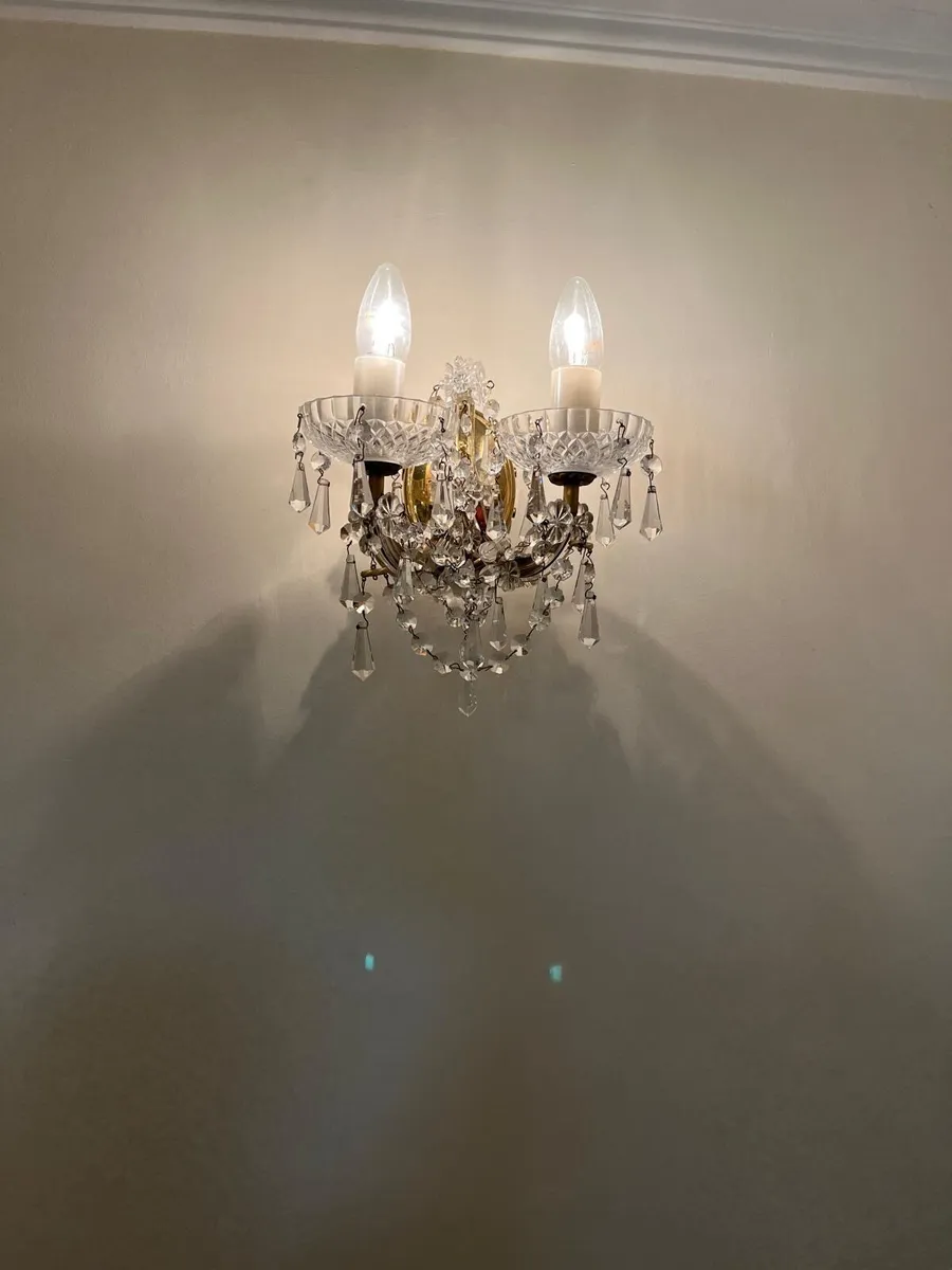 Gold Chandelier with side lights - Image 1