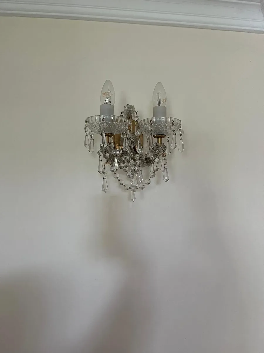 Gold Chandelier with side lights - Image 2