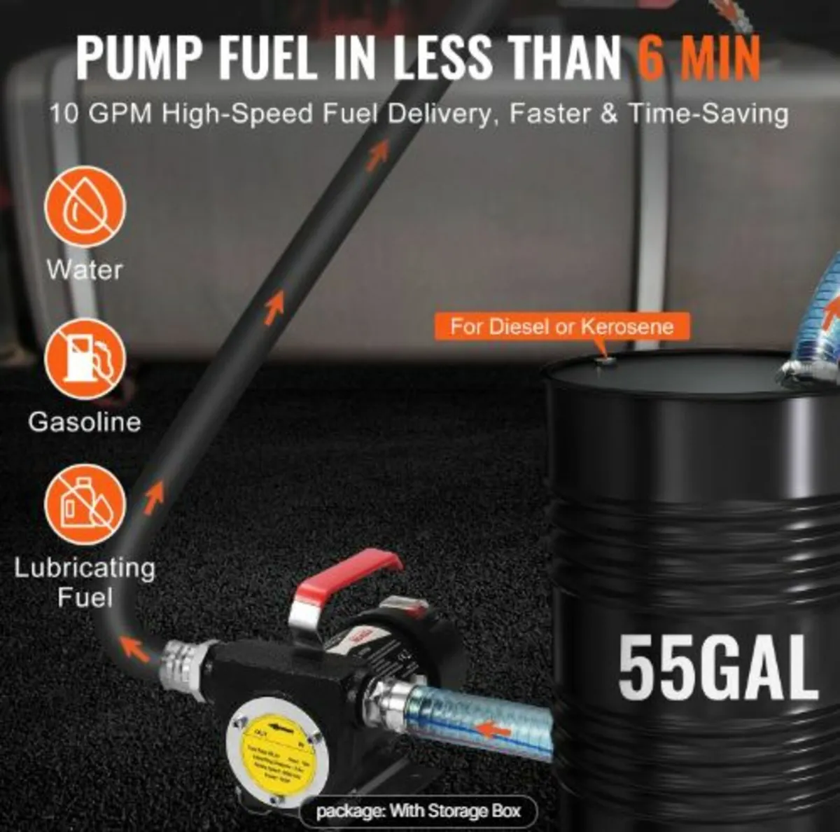 Fuel Transfer Pump,12V DC 38L/min(10 GPM)186W(1/4 - Image 3