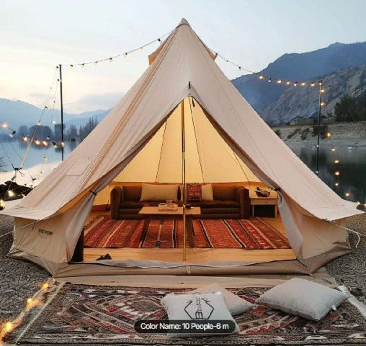Canvas Bell Tent,4 Seasons 6 m/19.68 ft Yurt Tent - Image 1