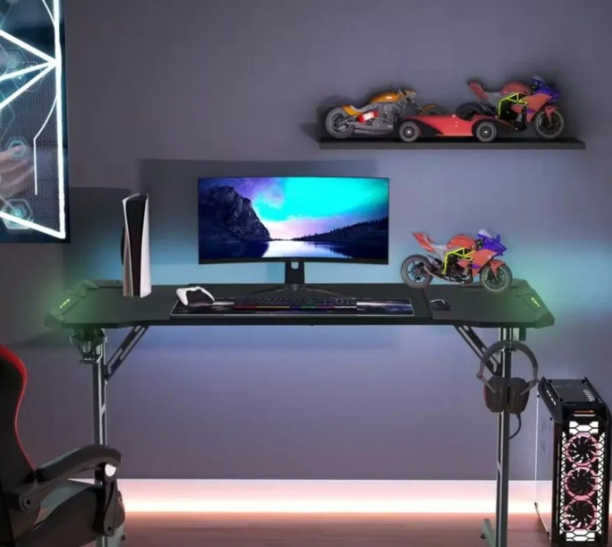 Gaming Desk with LED Lights - Image 1