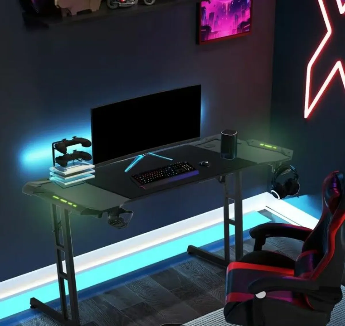 Gaming Desk with LED Lights - Image 4