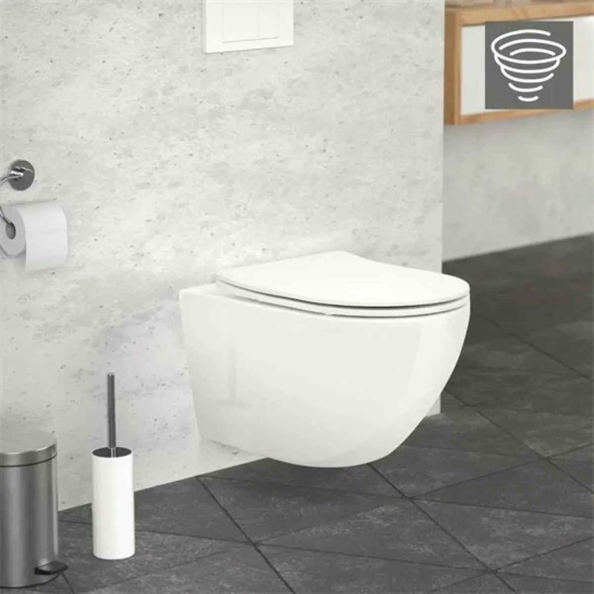 Wall-hung ceramic toilet, 53.5 cm long, rimless wi - Image 1