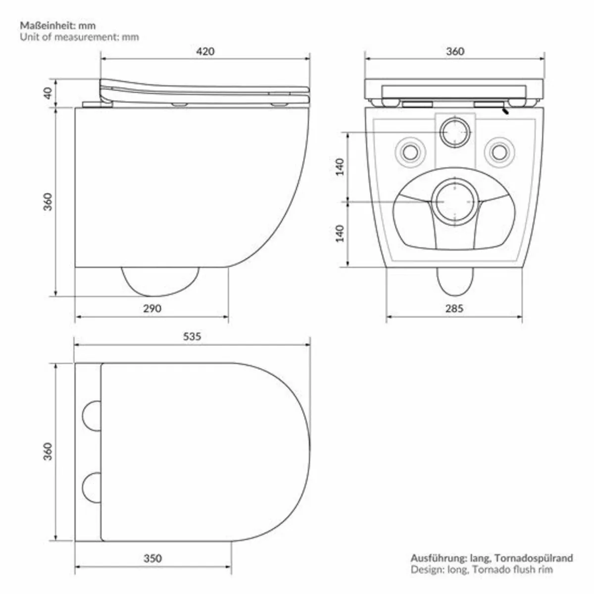 Wall-hung ceramic toilet, 53.5 cm long, rimless wi - Image 3