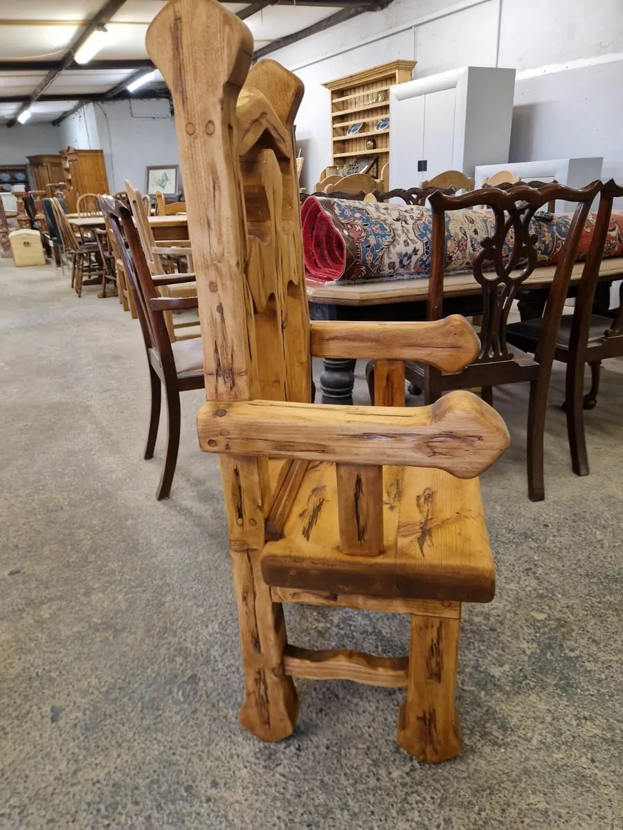 Vintage reclaimed pine gothic style chair - Image 4