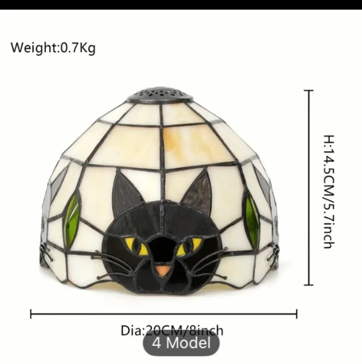 Cat stained glass lamp shade free postage - Image 4