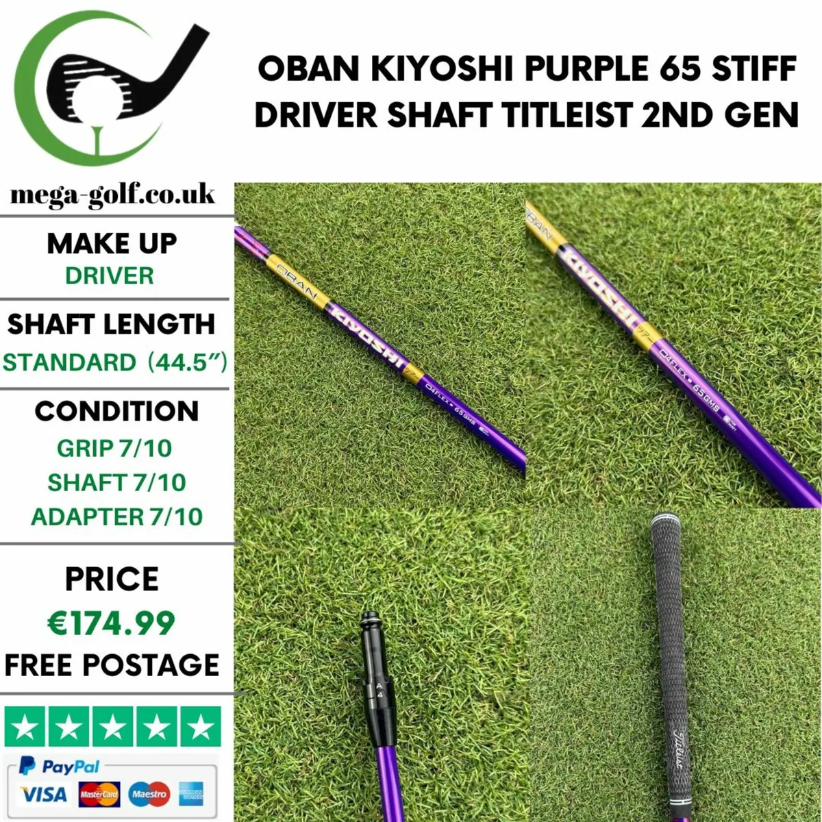 Oban Kiyoshi Purple 65 Stiff Driver Shaft - Image 1
