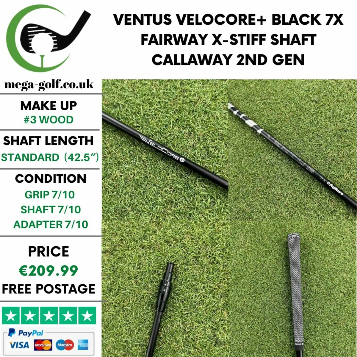 Ventus Velocore+ Black 7x #3 Wood X-Stiff Shaft - Image 1