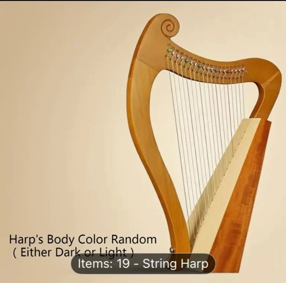 19 string mahogany harp free postage - Image 1