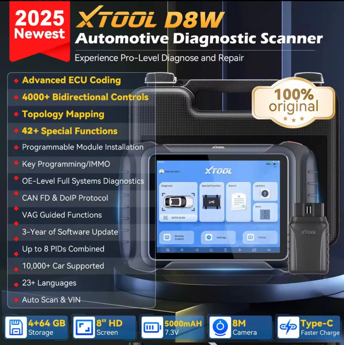 XTOOL D8W D8S Bluetooth Car Diagnostics NEW - Image 3