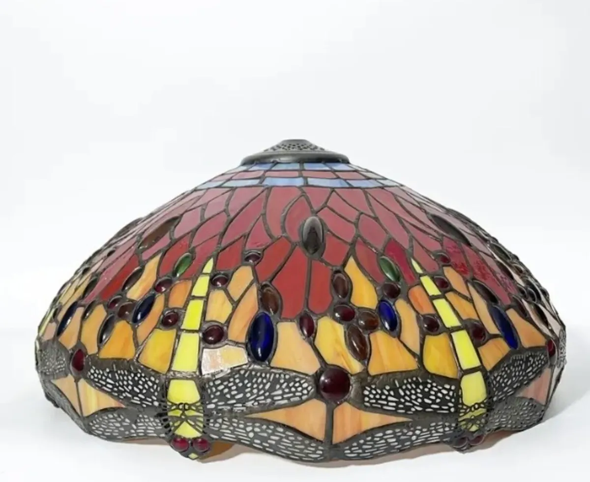 Large vintage style stained glass shade free post - Image 2