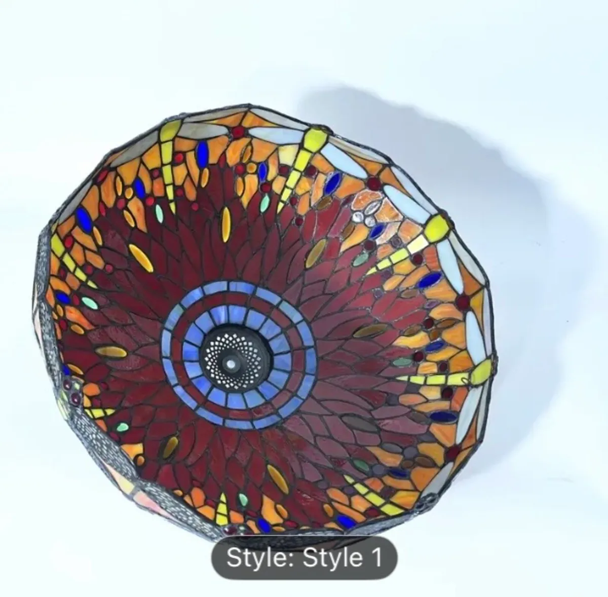 Large vintage style stained glass shade free post - Image 3