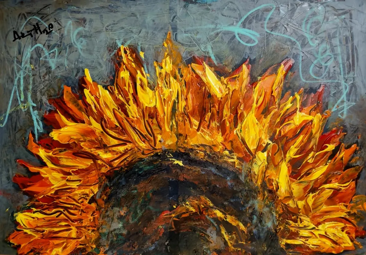 ArtH2O 2025 Sunflower Petal, Quadriptych - Image 1