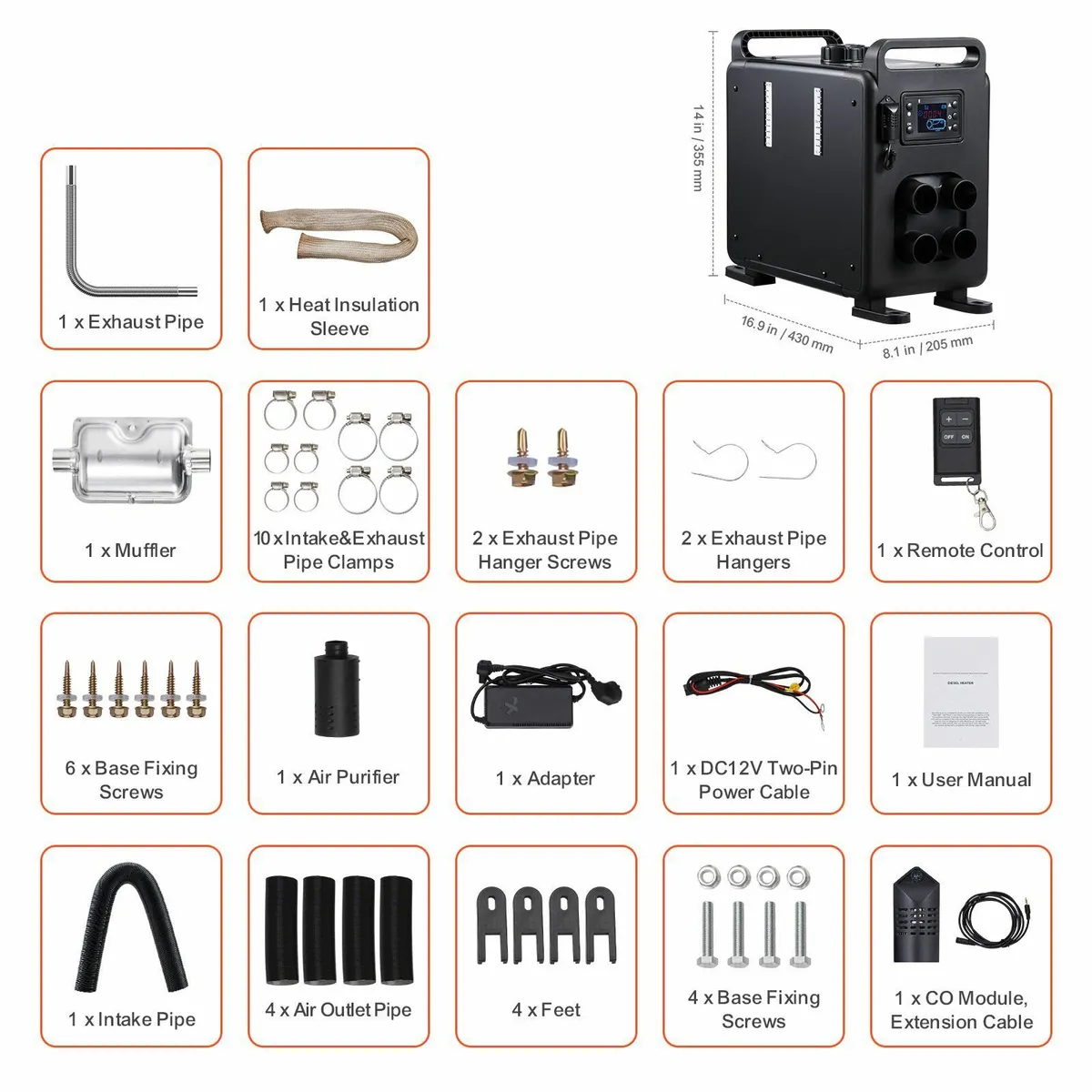 Portable Diesel Heater, 12V/24V All in One 8KW - Image 3