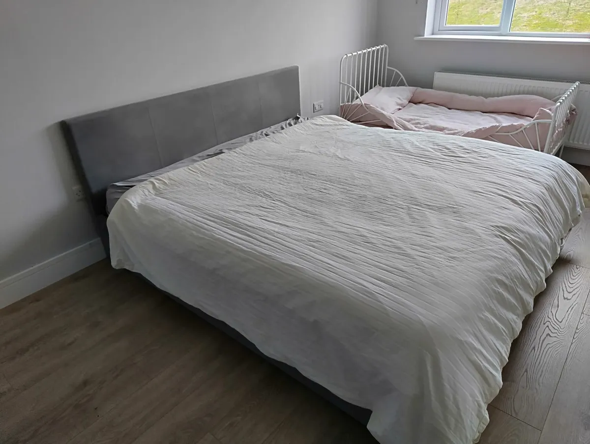 Super King Ottoman Storage Bed - Grey Fabric - Image 1
