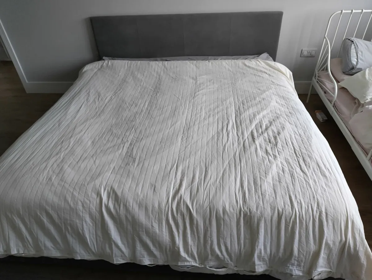 Super King Ottoman Storage Bed - Grey Fabric - Image 3