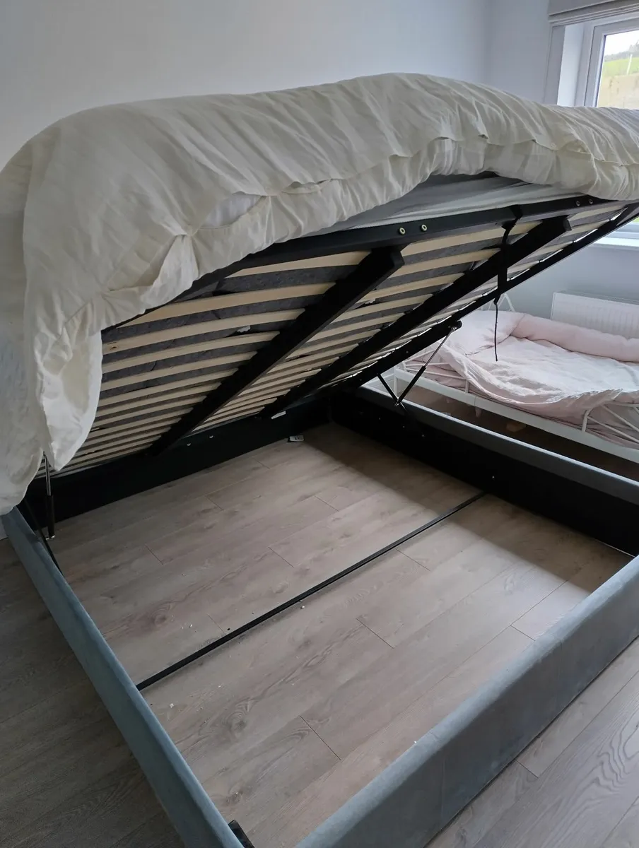 Super King Ottoman Storage Bed - Grey Fabric - Image 4