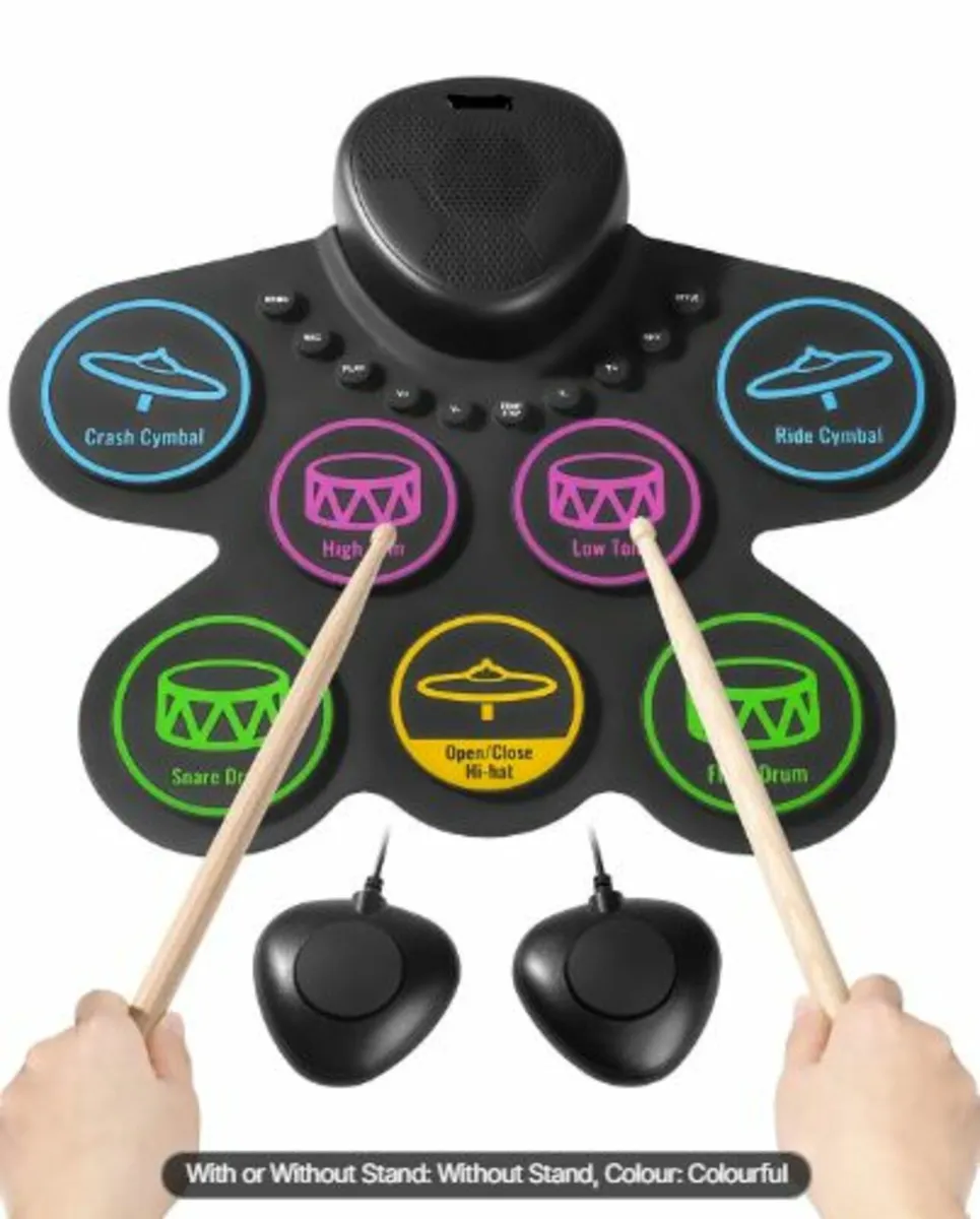 Electric Drum Set,7 Pads,Roll-up Drum Practice Pad - Image 1
