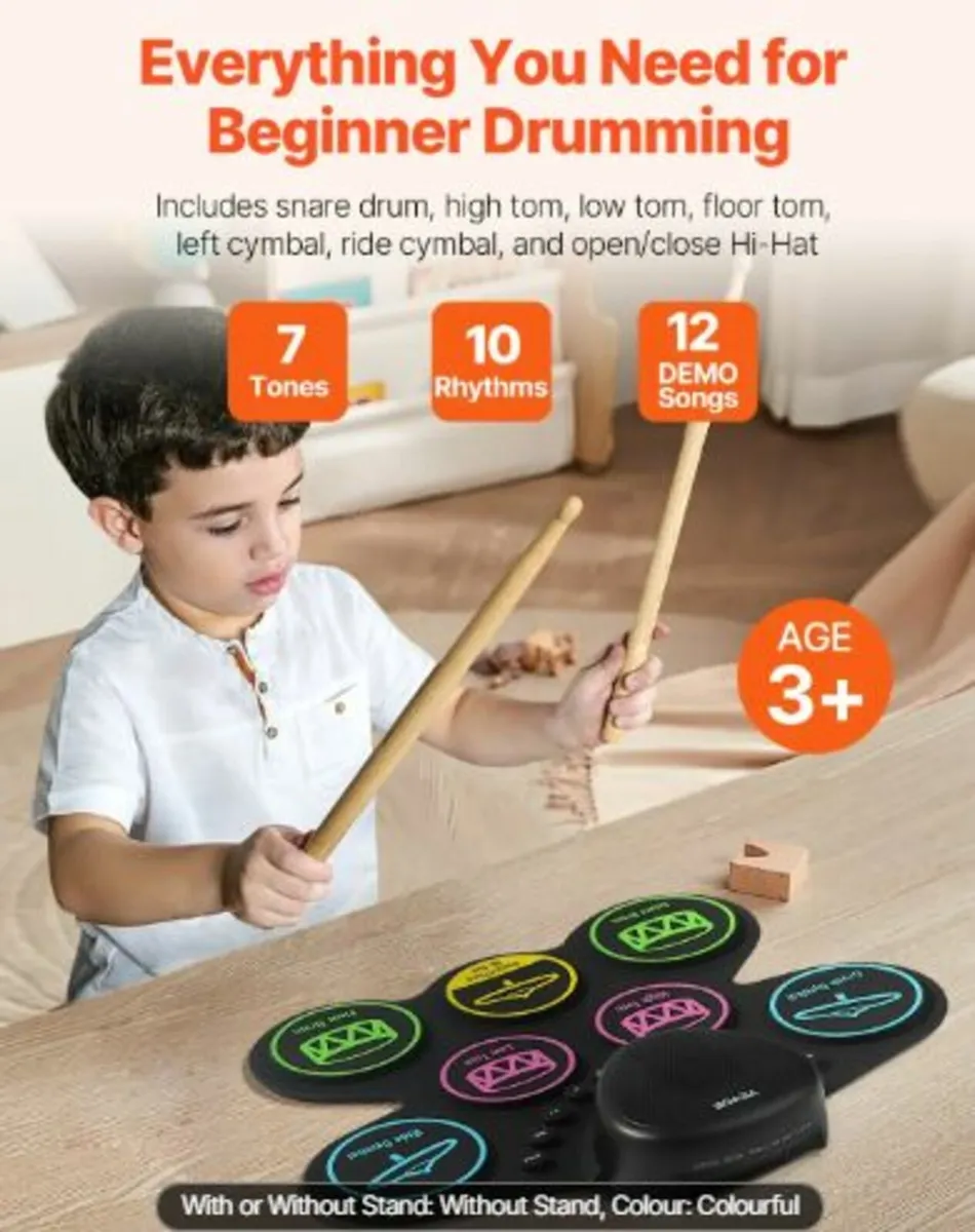 Electric Drum Set,7 Pads,Roll-up Drum Practice Pad - Image 2