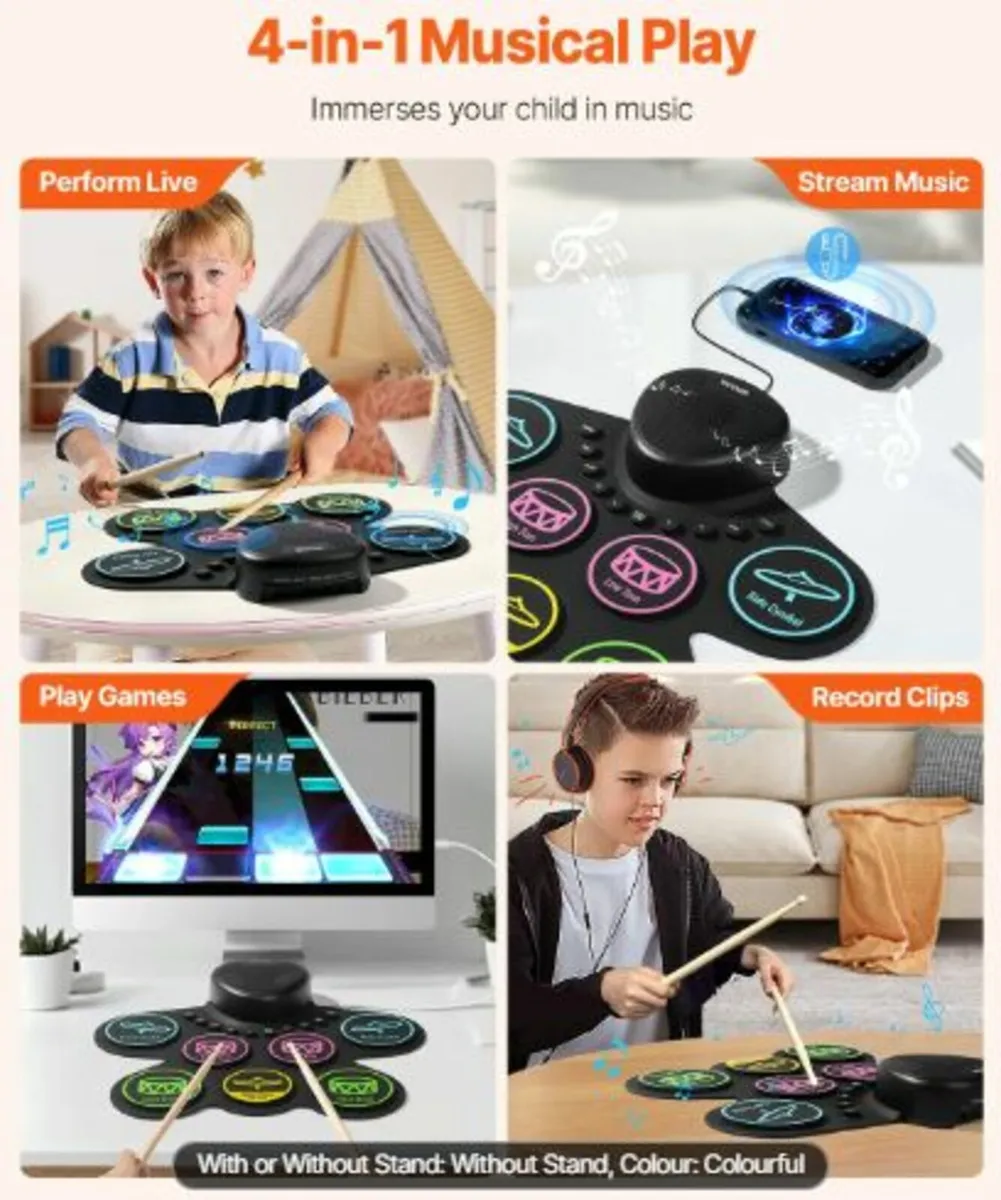 Electric Drum Set,7 Pads,Roll-up Drum Practice Pad - Image 3