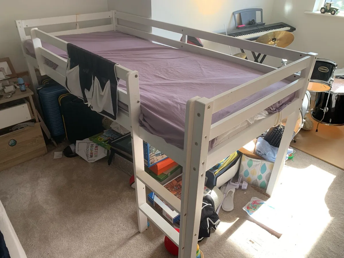 White Pine Loft bed with mattress - Image 1