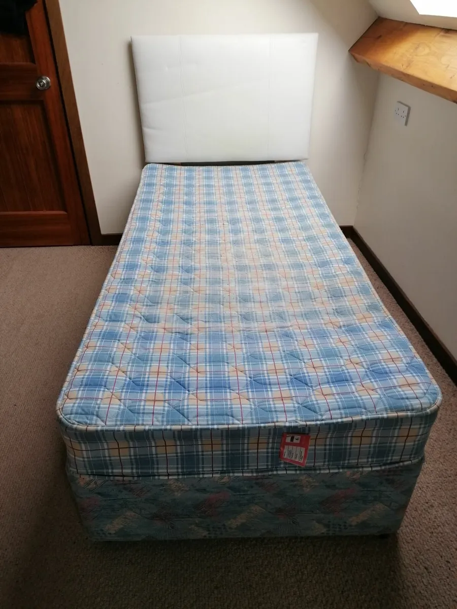 Single Divan bed, mattress and head board