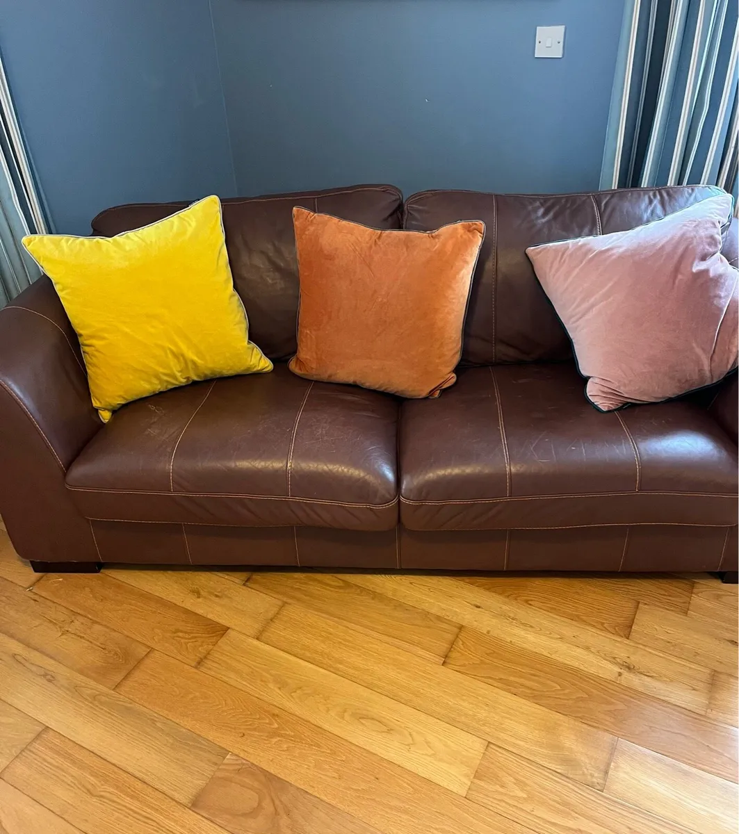 3 Seater Brown Leather Sofa