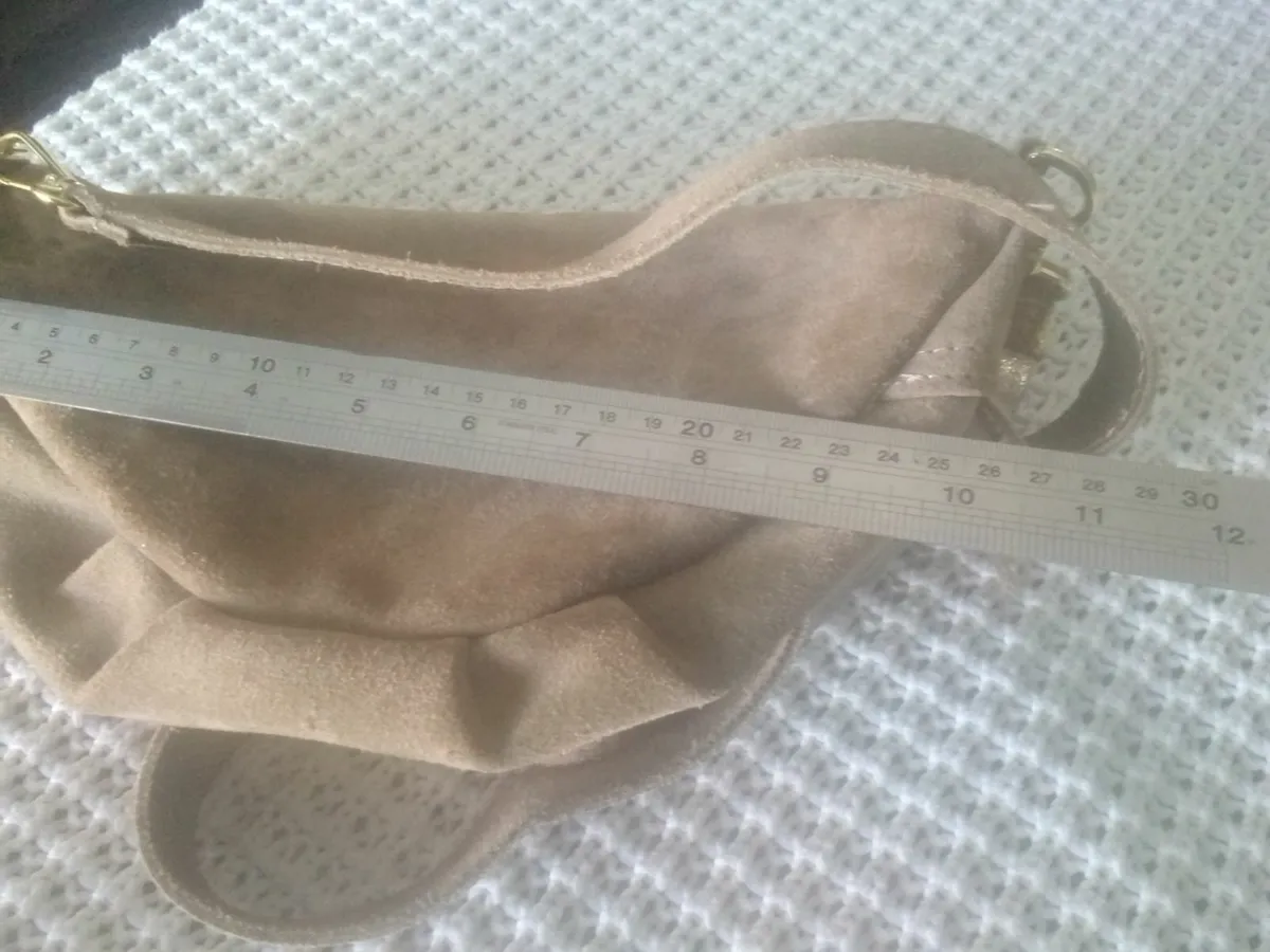 CINNAMON Paris BEIGE  LEATHER SUEDE CROSSOVER BAG - Image 3
