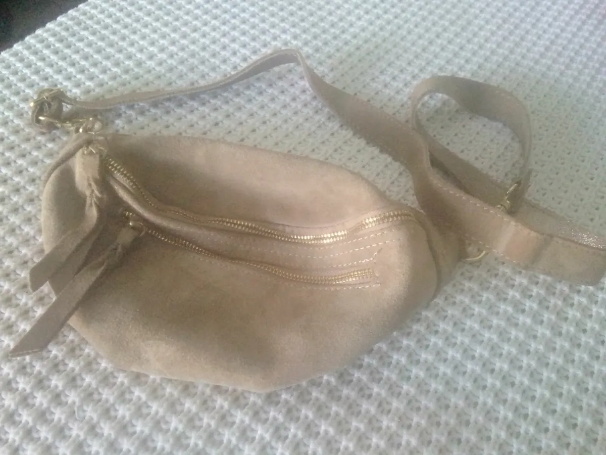 CINNAMON Paris BEIGE  LEATHER SUEDE CROSSOVER BAG - Image 2