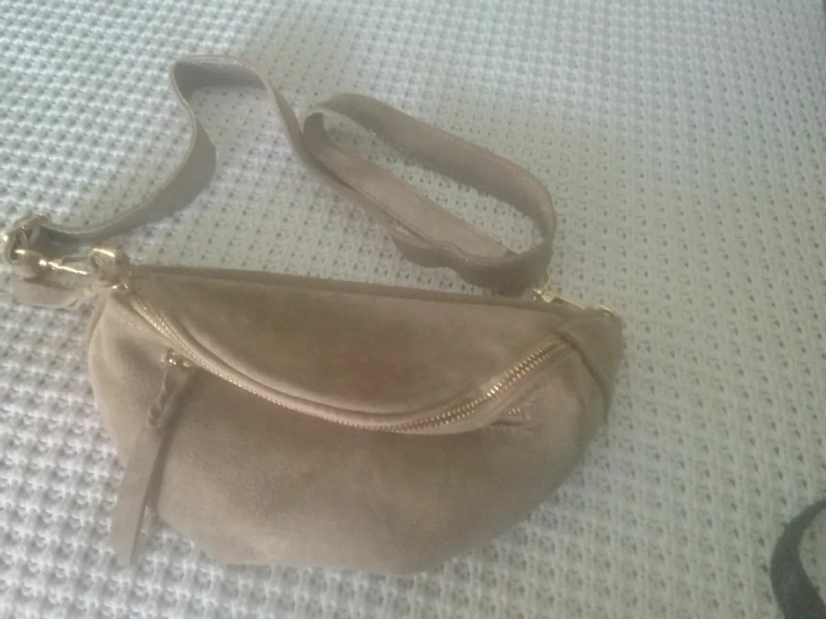CINNAMON Paris BEIGE  LEATHER SUEDE CROSSOVER BAG - Image 1