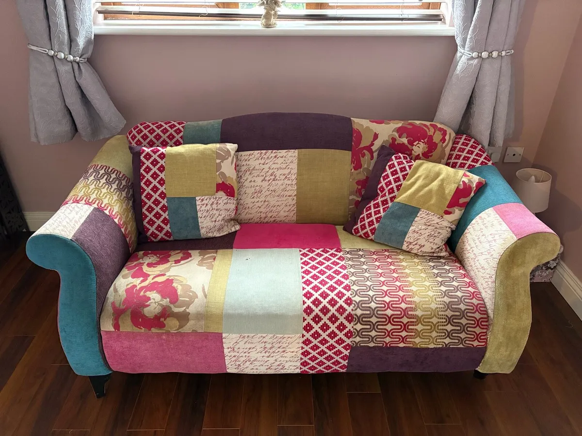 Patchwork sofa & footstool - Image 1