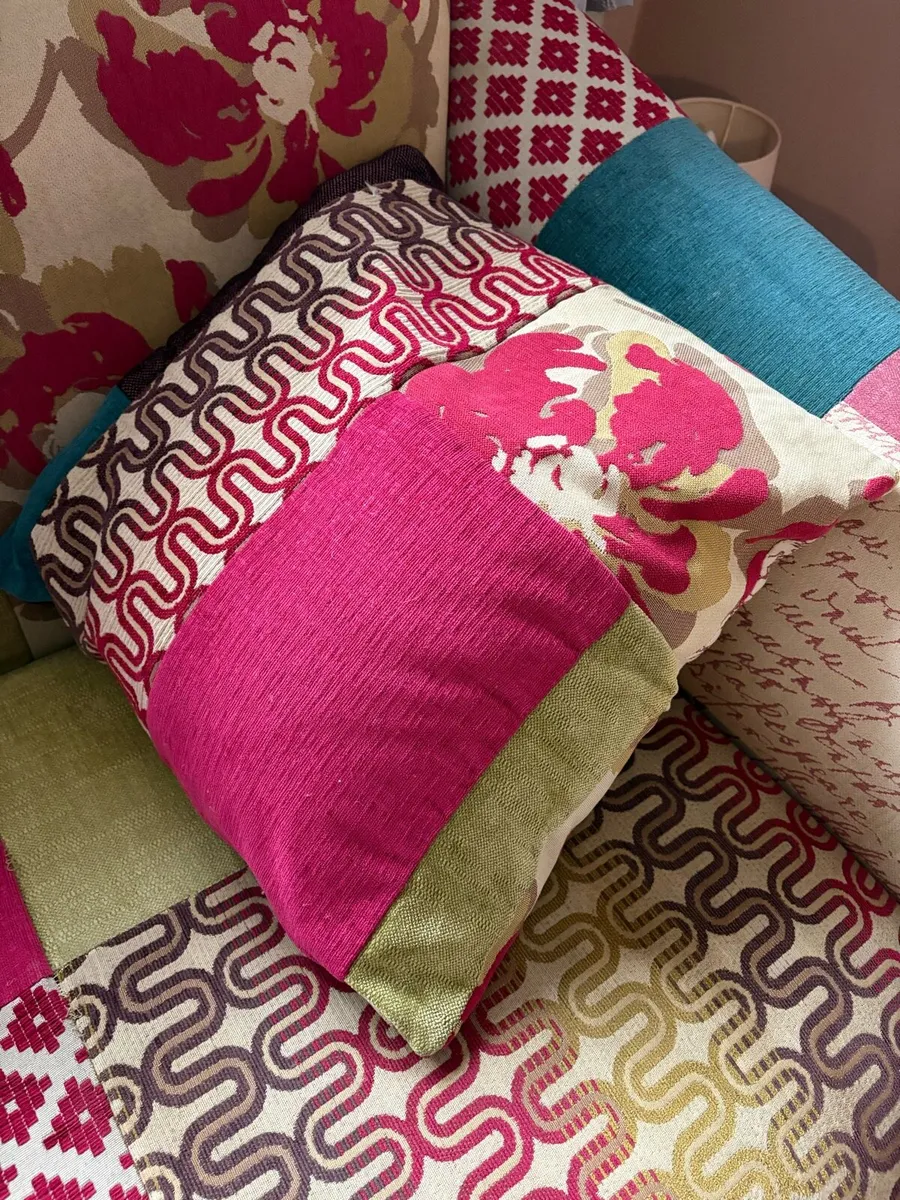 Patchwork sofa & footstool - Image 4