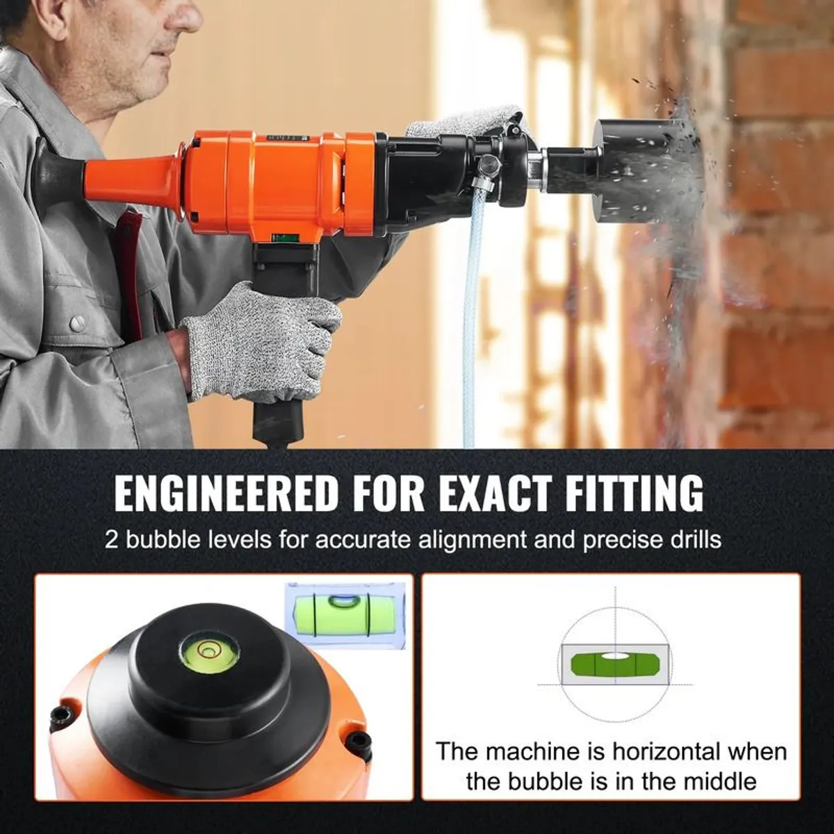 1500W Handheld Diamond Core Drill Machine | Wet Concrete & Masonry | 10.2cm (4") Core Bit - Image 3