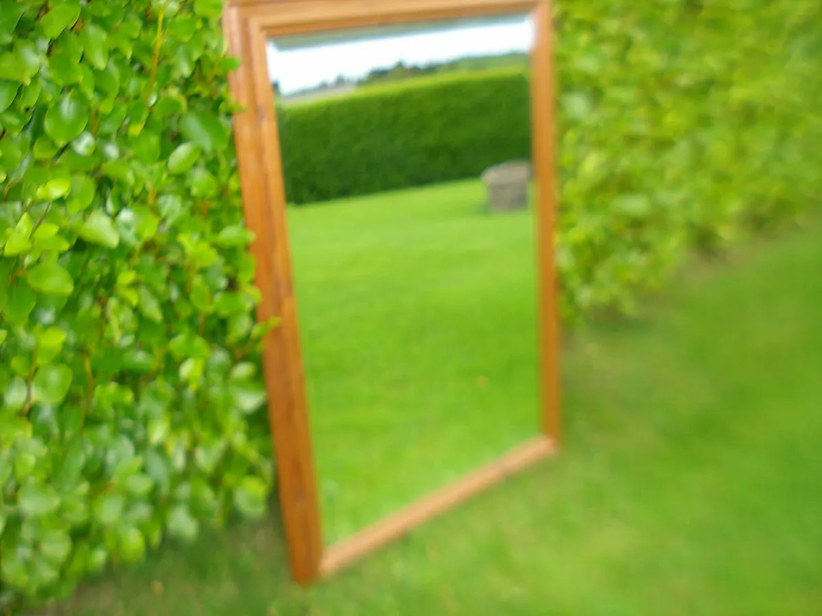 LARGE QUALITY  DARK PINE MIRROR. - Image 1