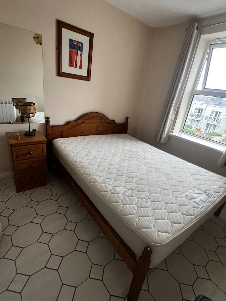 Double bed with mattress + night stand - Image 1