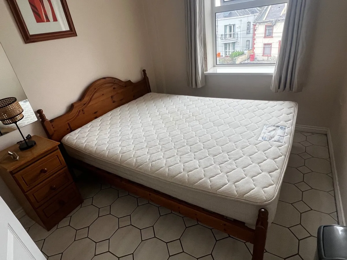 Double bed with mattress + night stand - Image 2
