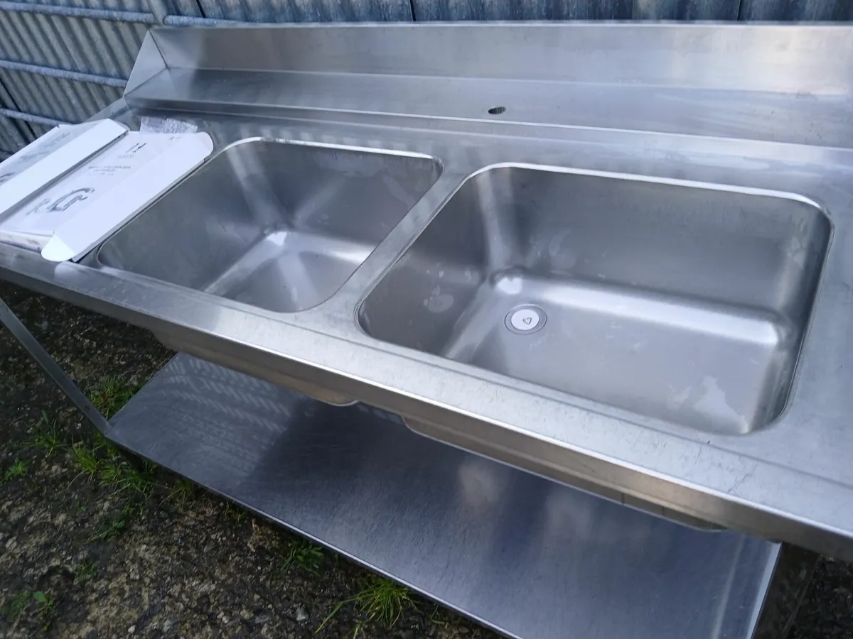 Staneless steel cabbinet double sink unit complete - Image 3