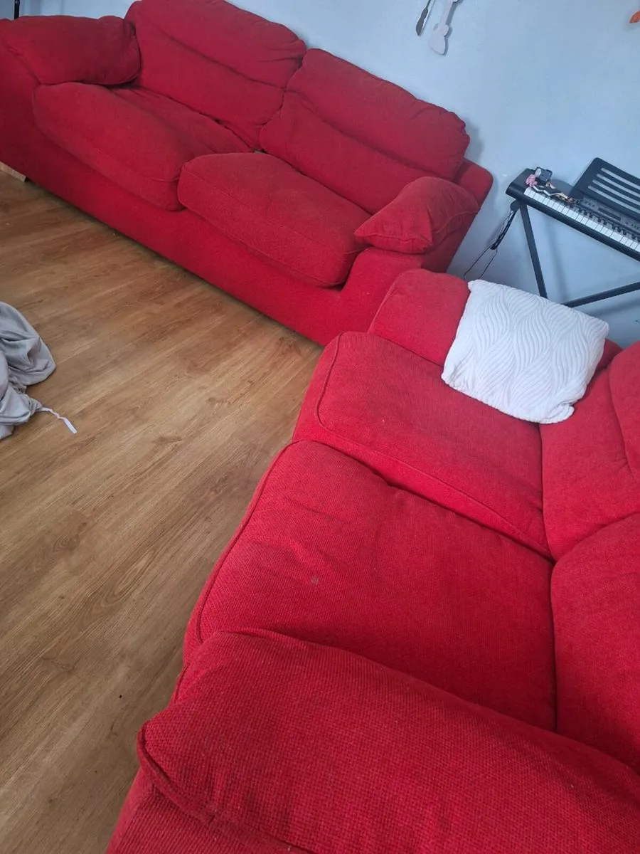 Red Suite of Furniture Couch Sofa