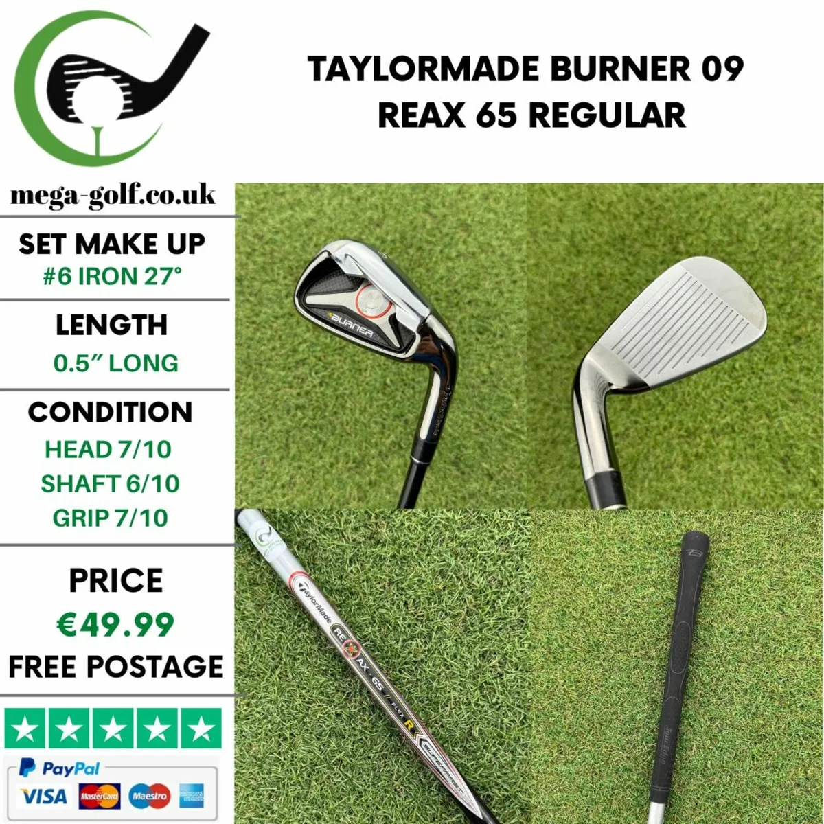 Taylormade Burner 09 #6 Iron 27° / Reax 65 Regular - Image 1