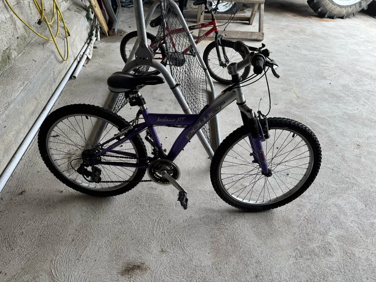 Two kids bikes and rebounder net - Image 1